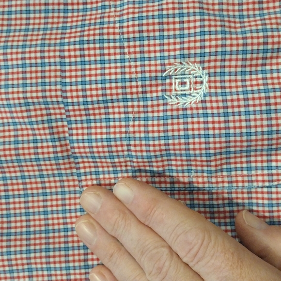 Xl Chaps easy care short sleeve button down shirt red white and blue plaid - Picture 6 of 8